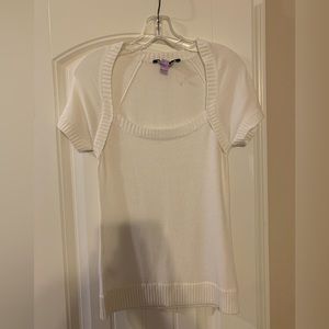 NWOT BCBG Maxazria Lightweight Off White Knit Short Sleeve Sweater Shirt l LARGE